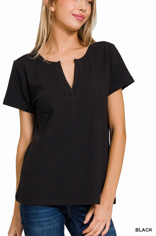 Waffle Knit Short Sleeve