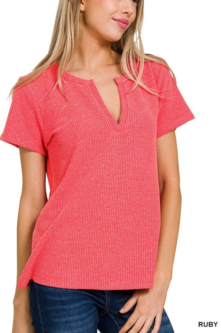 Waffle Knit Short Sleeve
