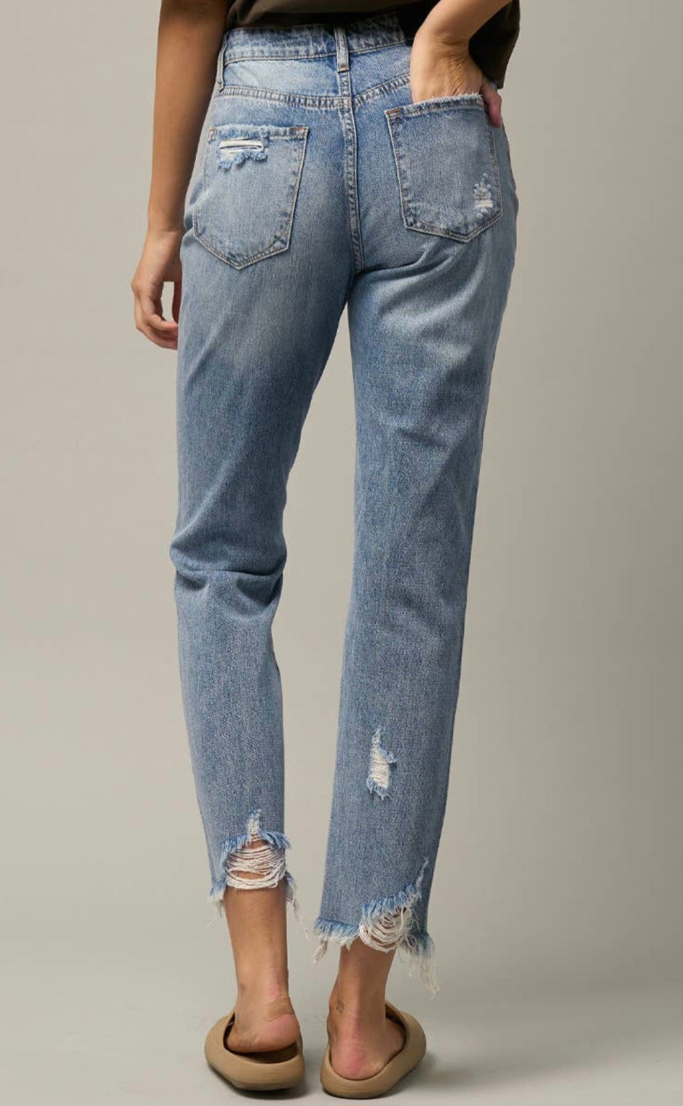 Distressed Straight Jeans