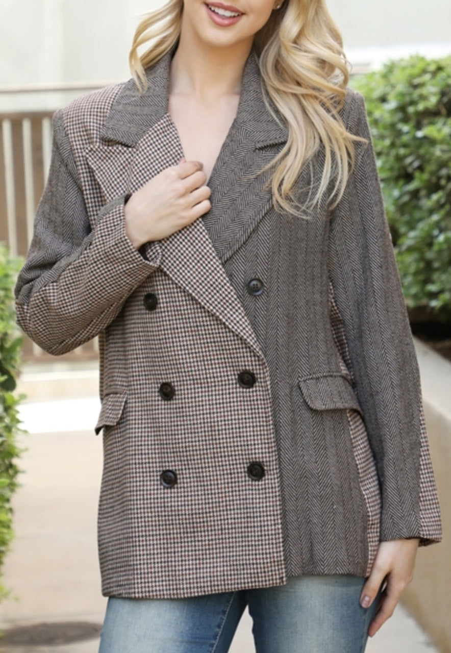 Brown Mix Print Blazer