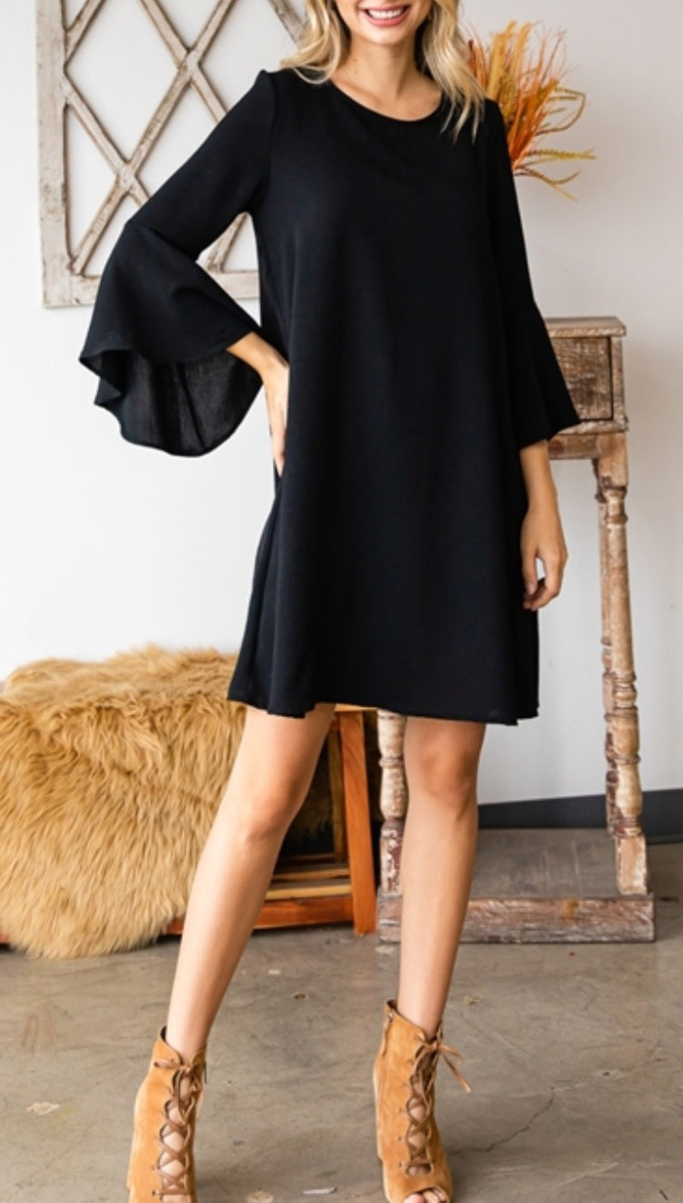 Black Bell Sleeve Dress Stars Boutique Black Bell Sleeve Dress Stars Boutique