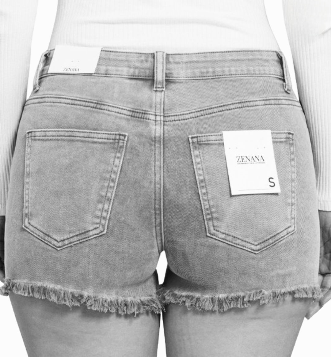 Acid Wash Raw Hem Shorts