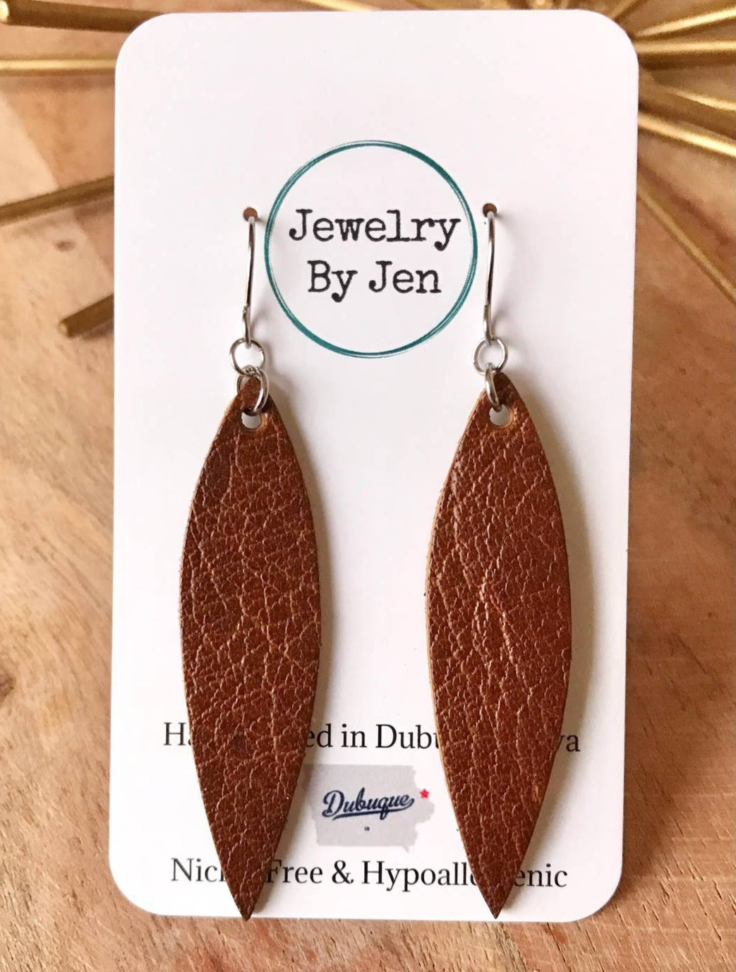 Skinny Leaf Brown Earrings
