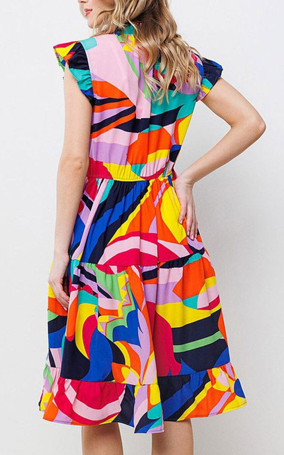 Abstract Print Midi Dress