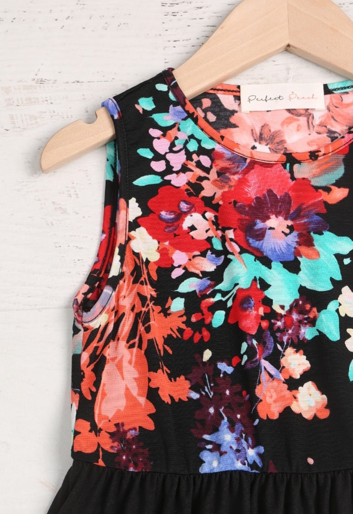 Girl's Painterly Floral Tank Dress