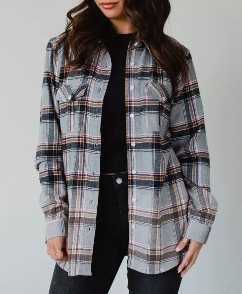 Grey Dip Dyed Flannel