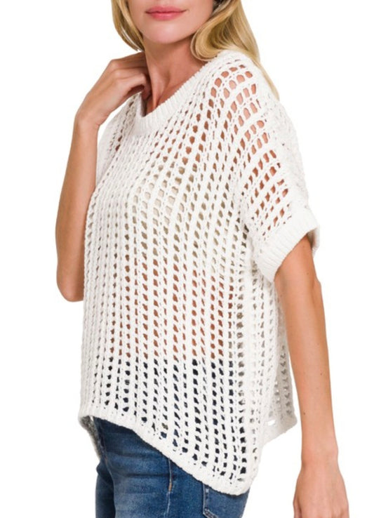 Off White Crochet Sweater
