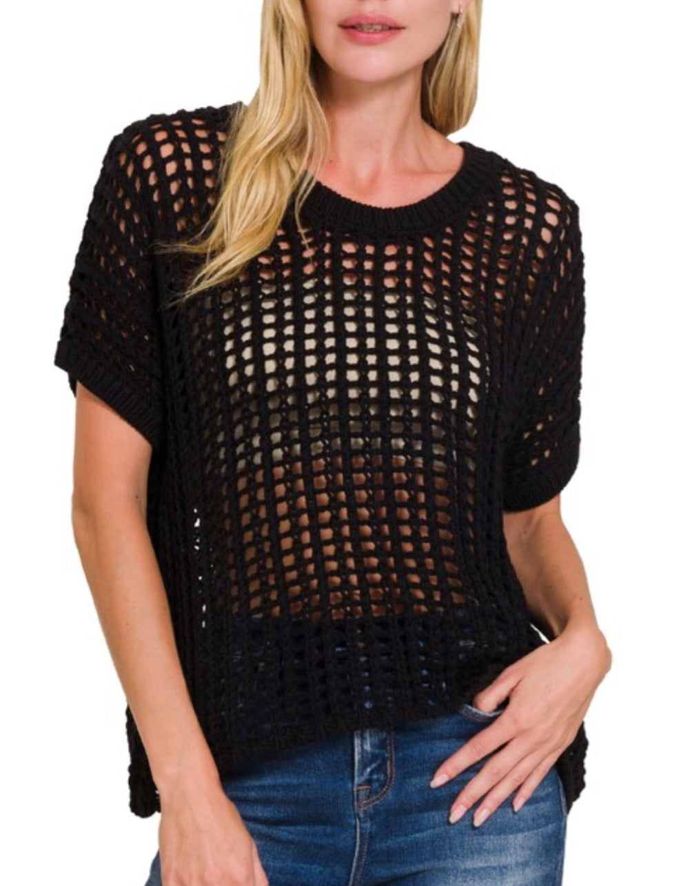 Black Crochet Sweater