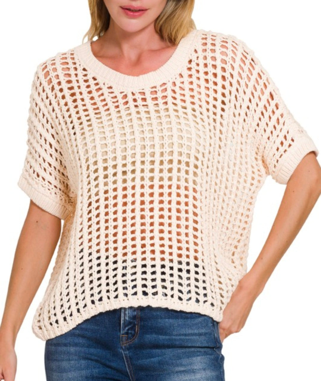 Beige Crochet Sweater