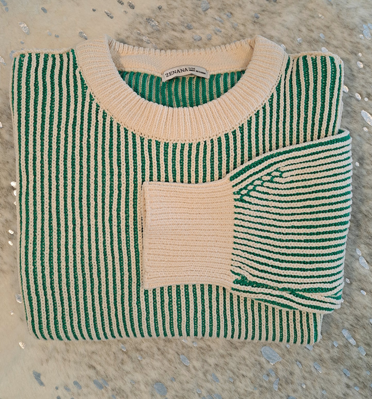 Kelly Green Two Tone Sweater