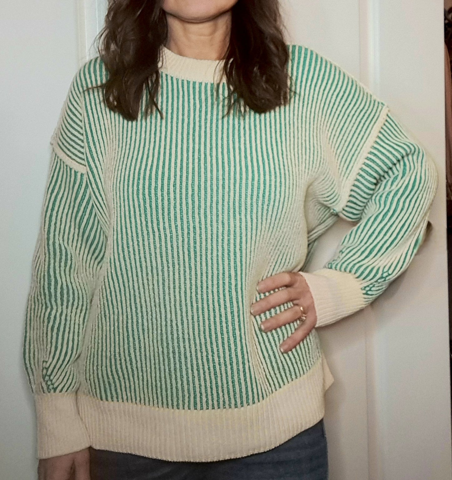 Kelly Green Two Tone Sweater