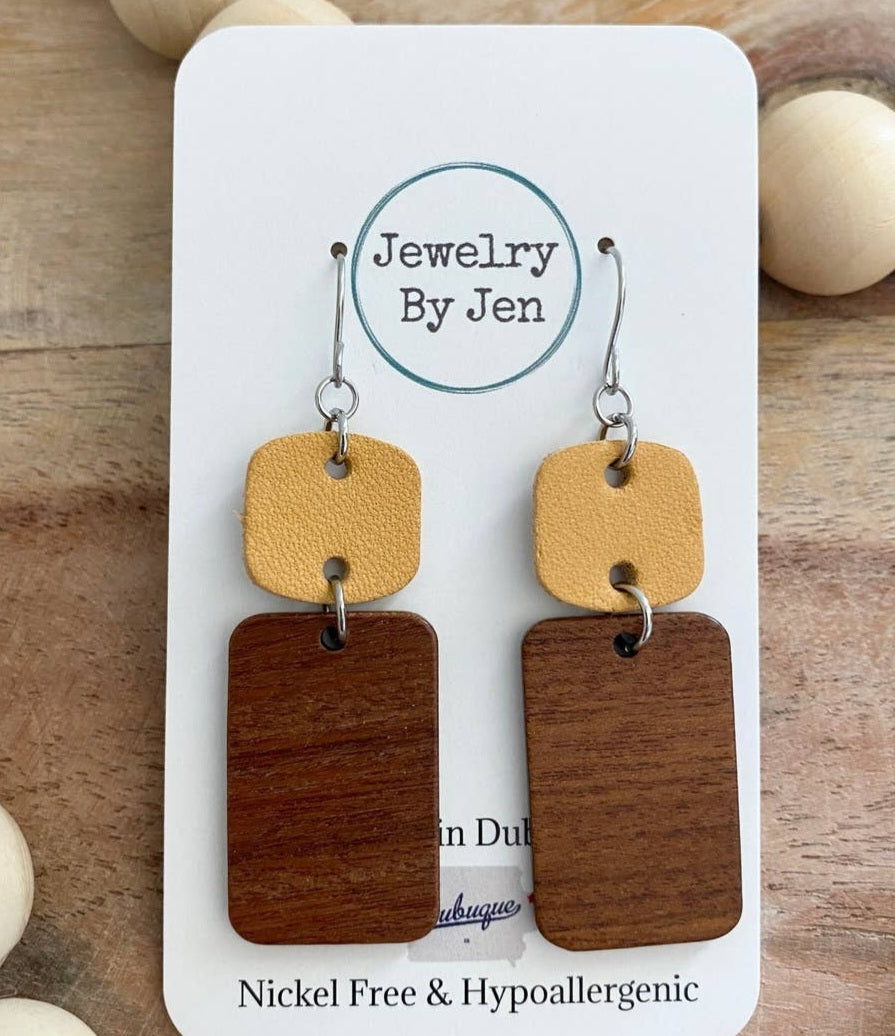 Mustard Retangle Earrings