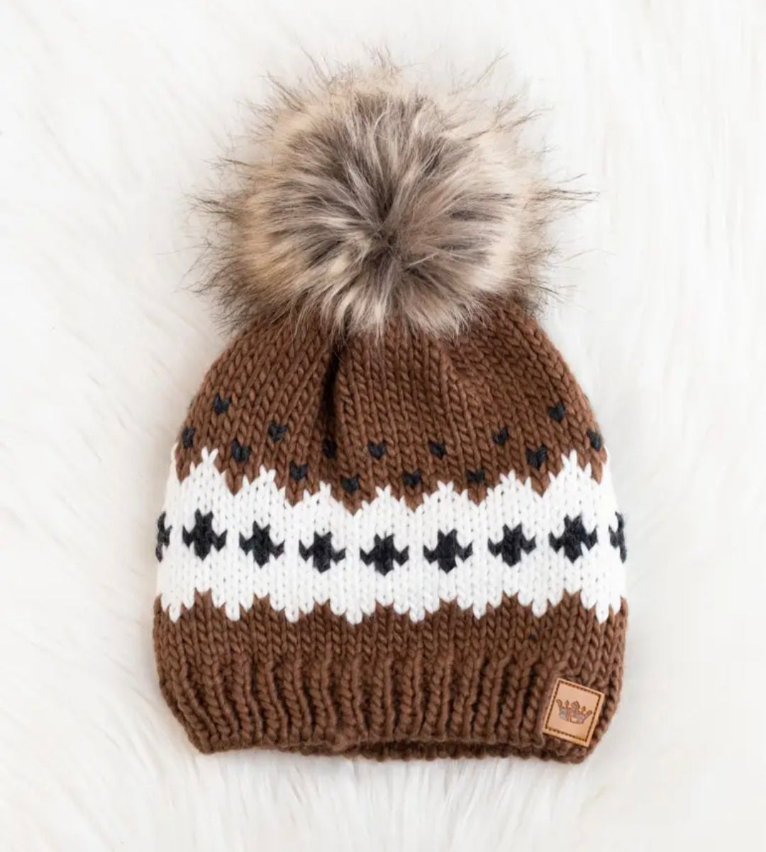 Brown Ski Pom Beanie