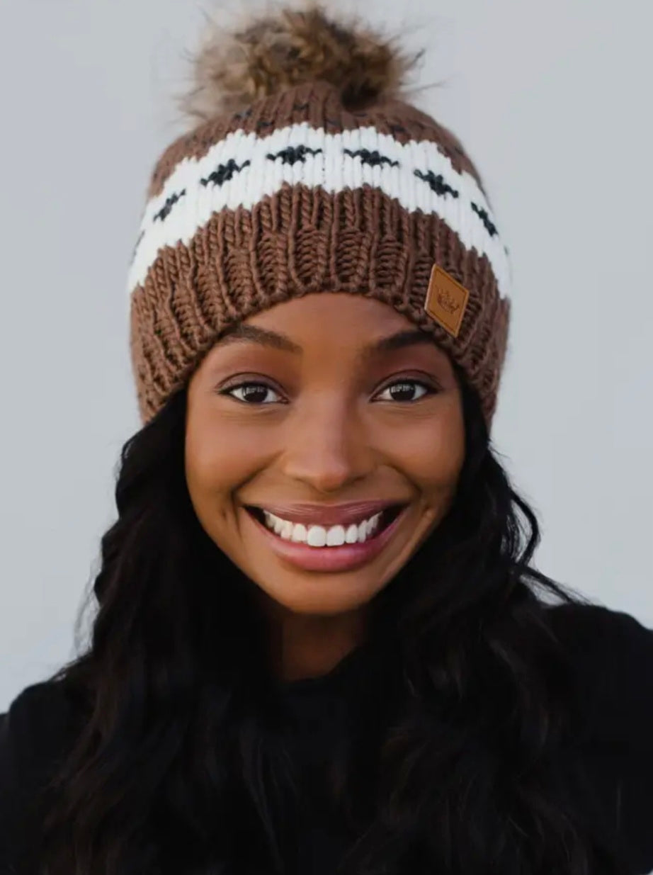 Brown Ski Pom Beanie