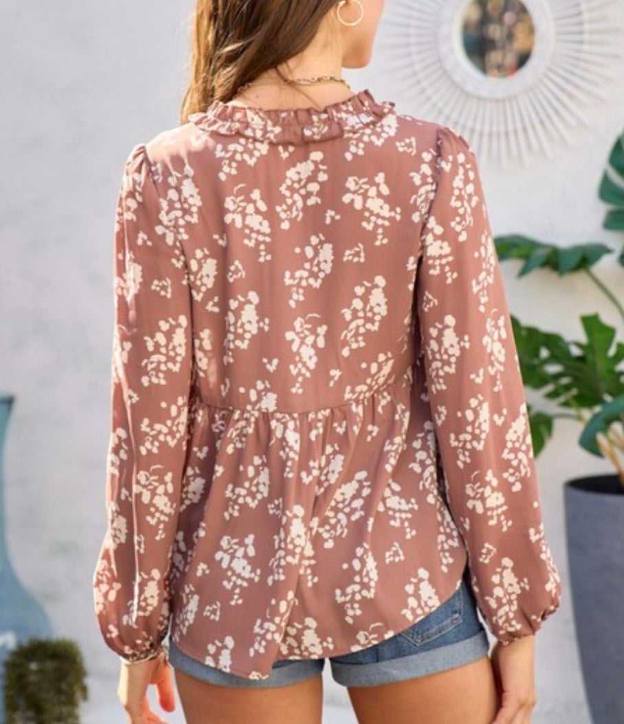 Mocha Floral Blouse