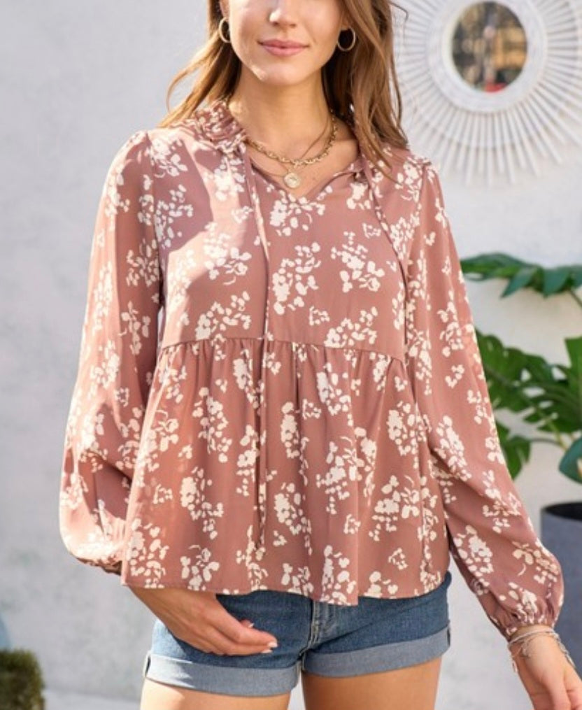 Mocha Floral Blouse