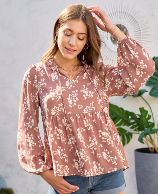 Mocha Floral Blouse