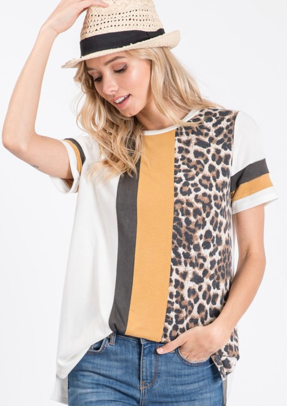 Mustard Color Block Tee