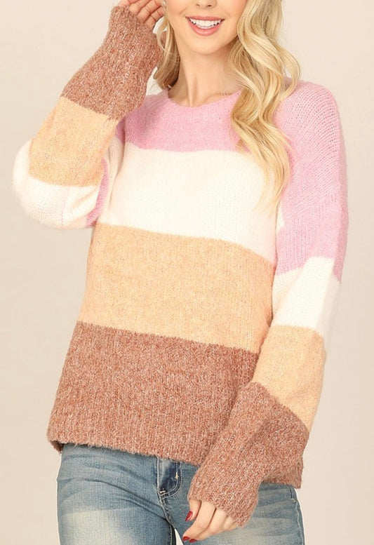 Pink Natural Stripe Sweater