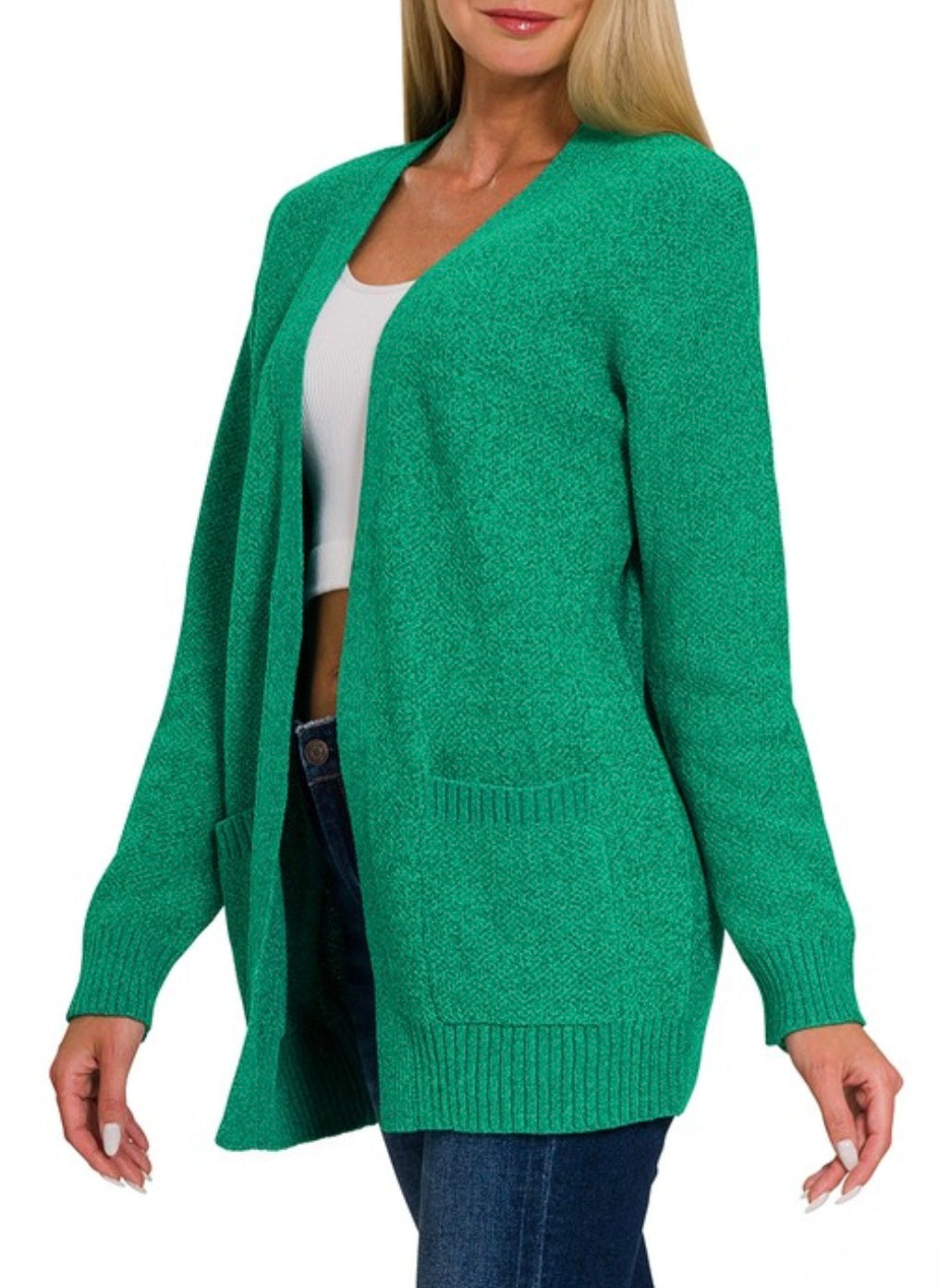 Kelly Green Pocket Cardigan