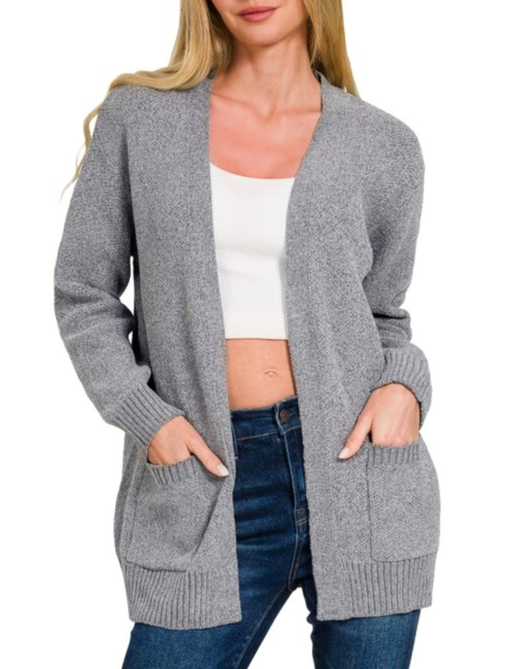 Grey Pocket Cardigan