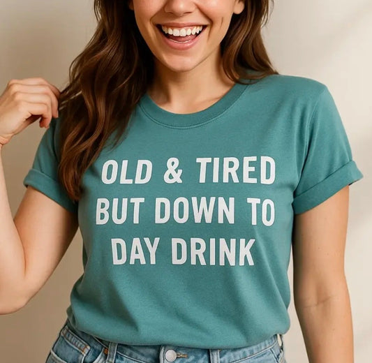Old & Tired Tee - Aqua