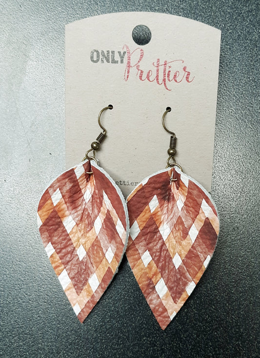 Rust plaid pinched earrings